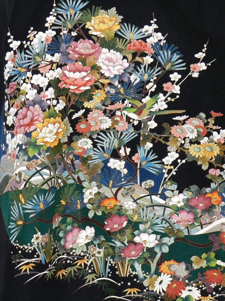 留袖　ワンピース　ドレス　フレアー袖　手書き友禅染　正絹　488　夢ちりめん