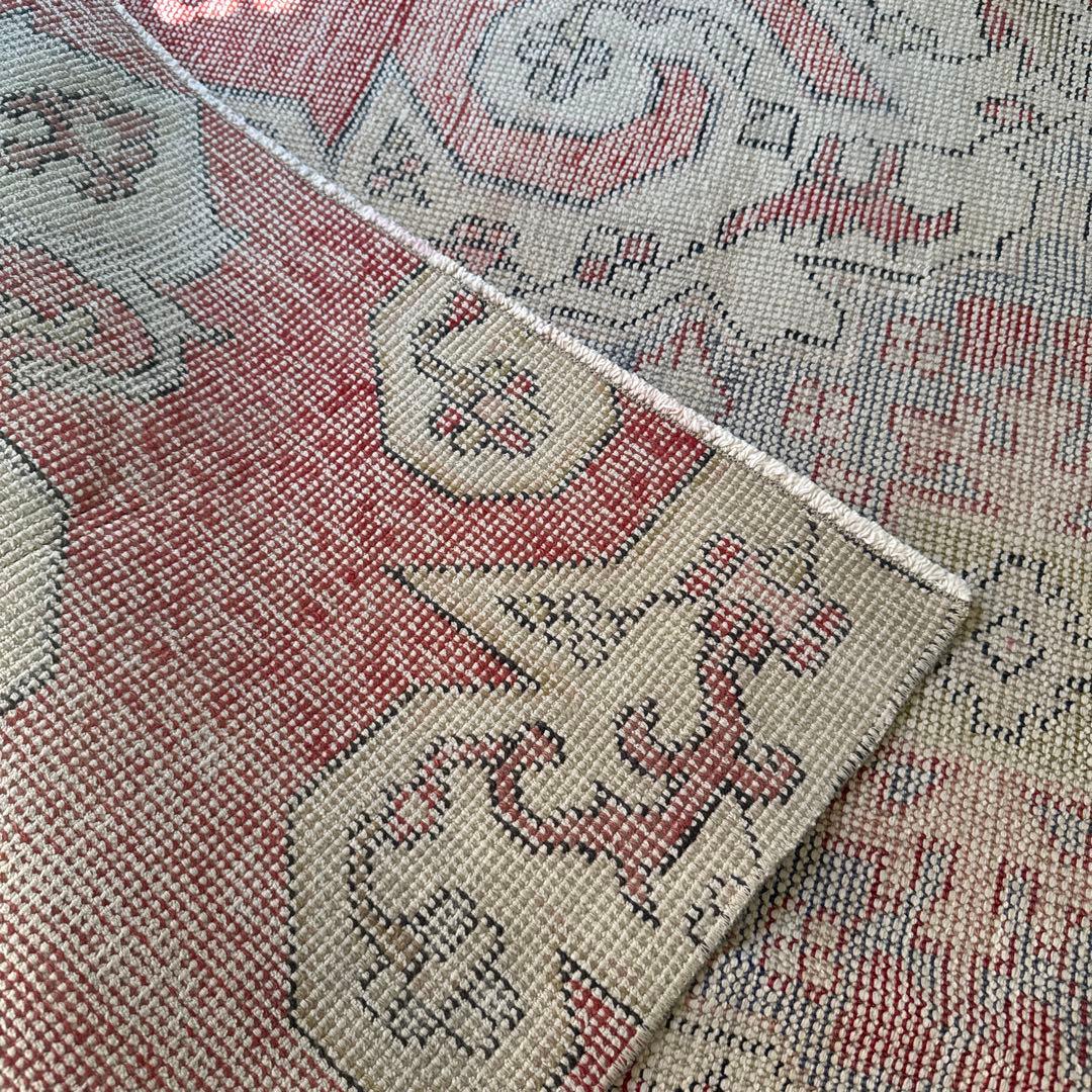 94×180 リバーシブル　擦れシャビーなメダリオン　トルコヴィンテージラグ