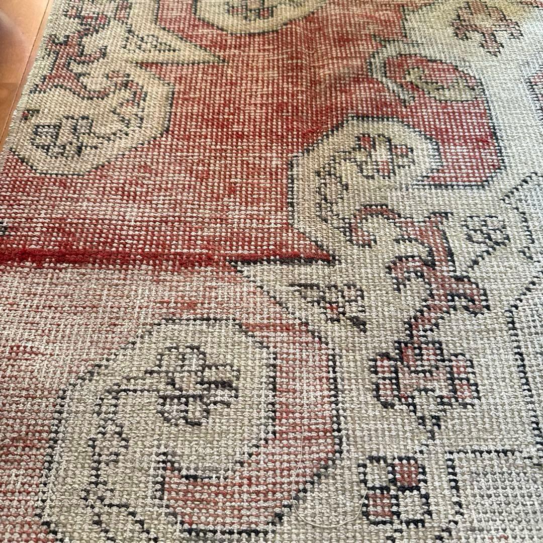 94×180 リバーシブル　擦れシャビーなメダリオン　トルコヴィンテージラグ