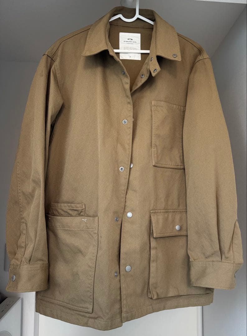 極美品☆ガレージグリーンワークス　カバーオール　ワークジャケット ベージュ M