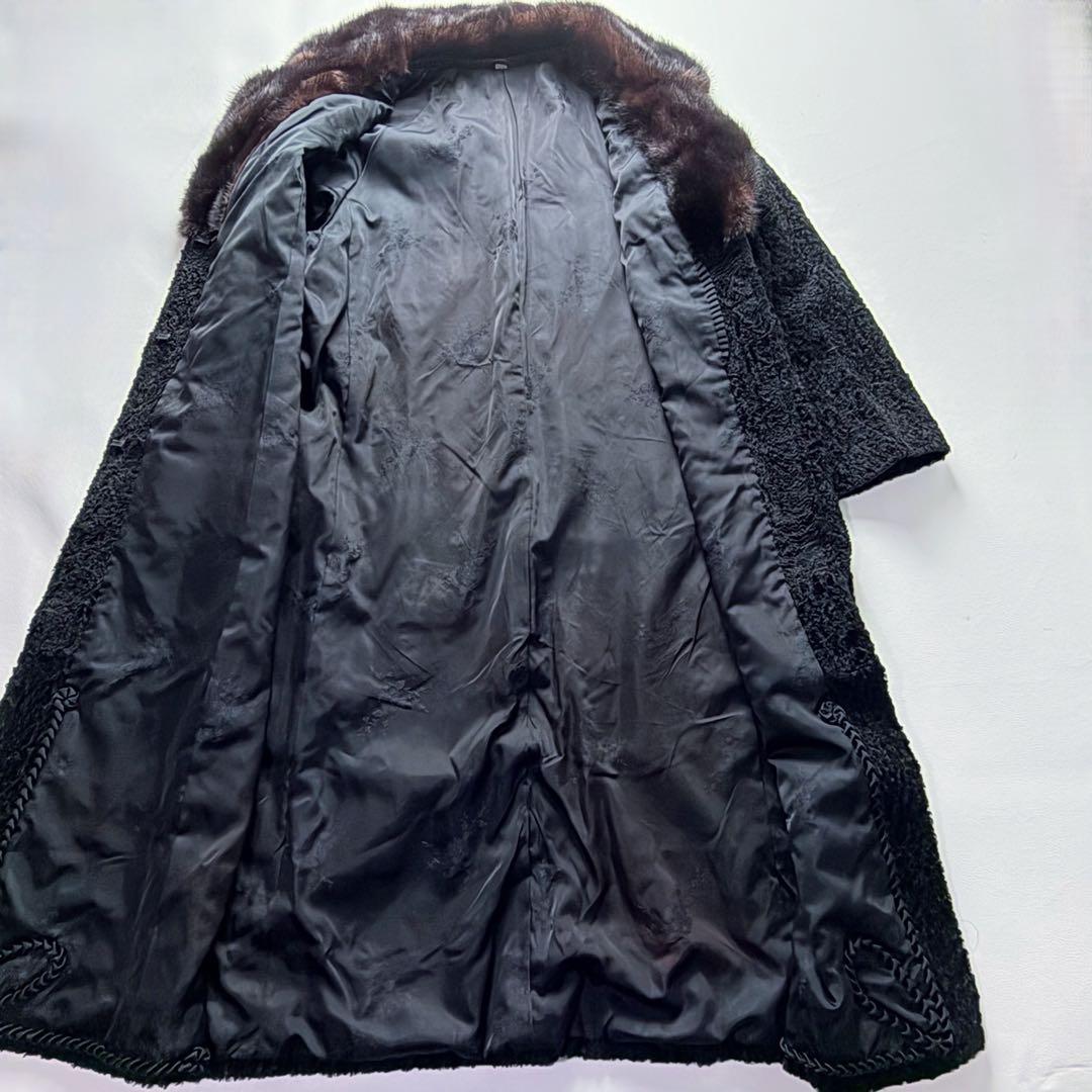 岐阜毛被チベットラム×ミンクファー マキシ丈ロングコート シルク混 身幅2Way