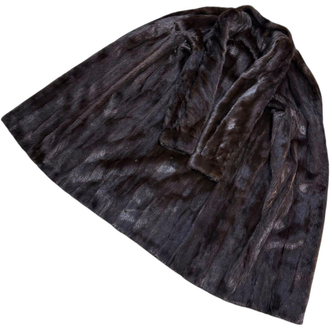 【新品】BLACK GRAMA ミンク ファーコート 毛皮 光沢 艶 着丈112