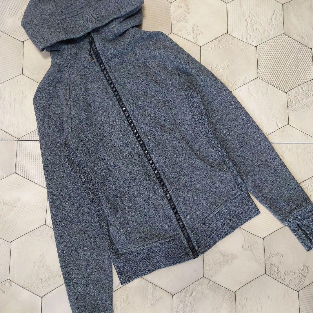極美品 lululemon ジップアップパーカー ハイネック グレー 刺繍ロゴ