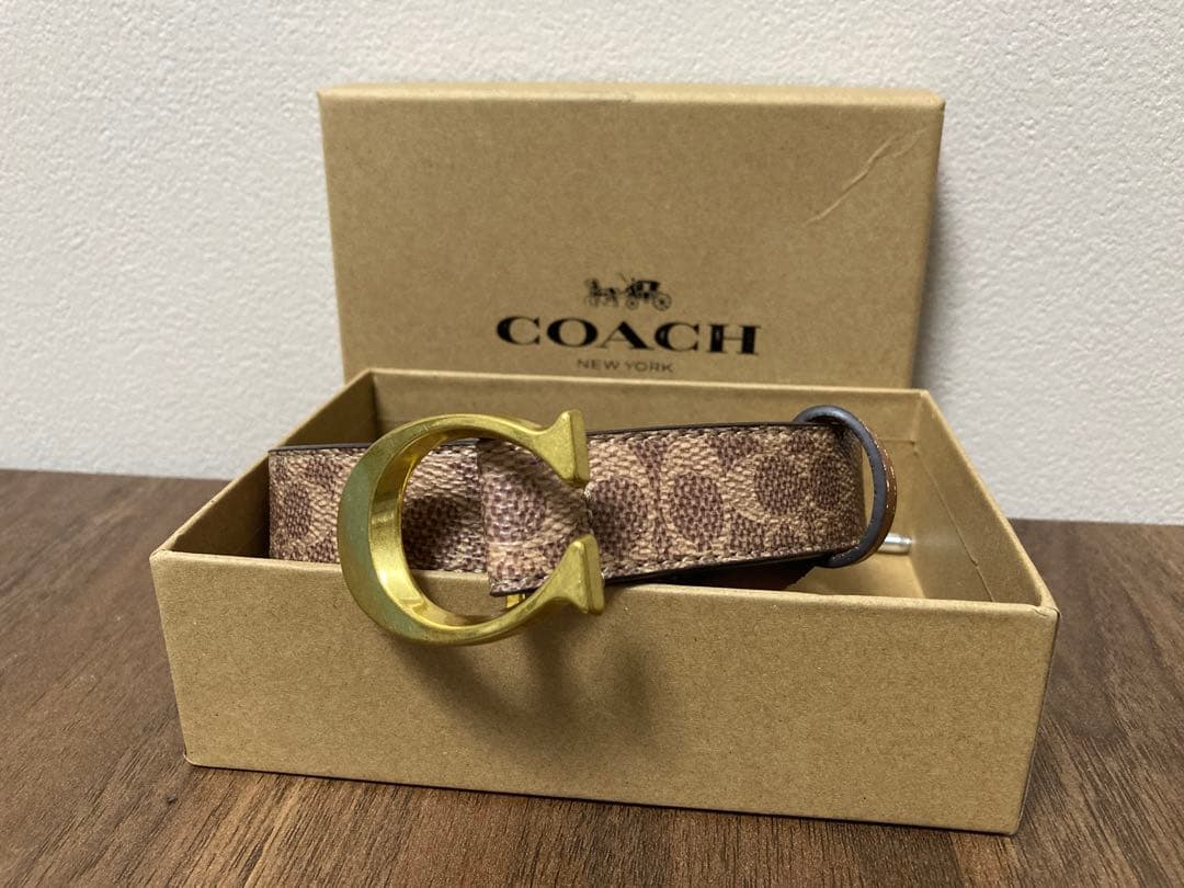 【新品】コーチ　ブラウン C型バックル ベルト