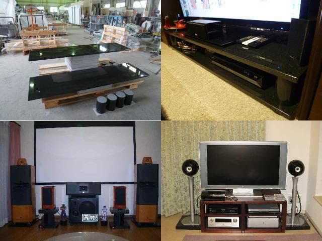 天然黒御影石　山西黒　オーディオボード　●400×400×20●　5面磨き　2枚