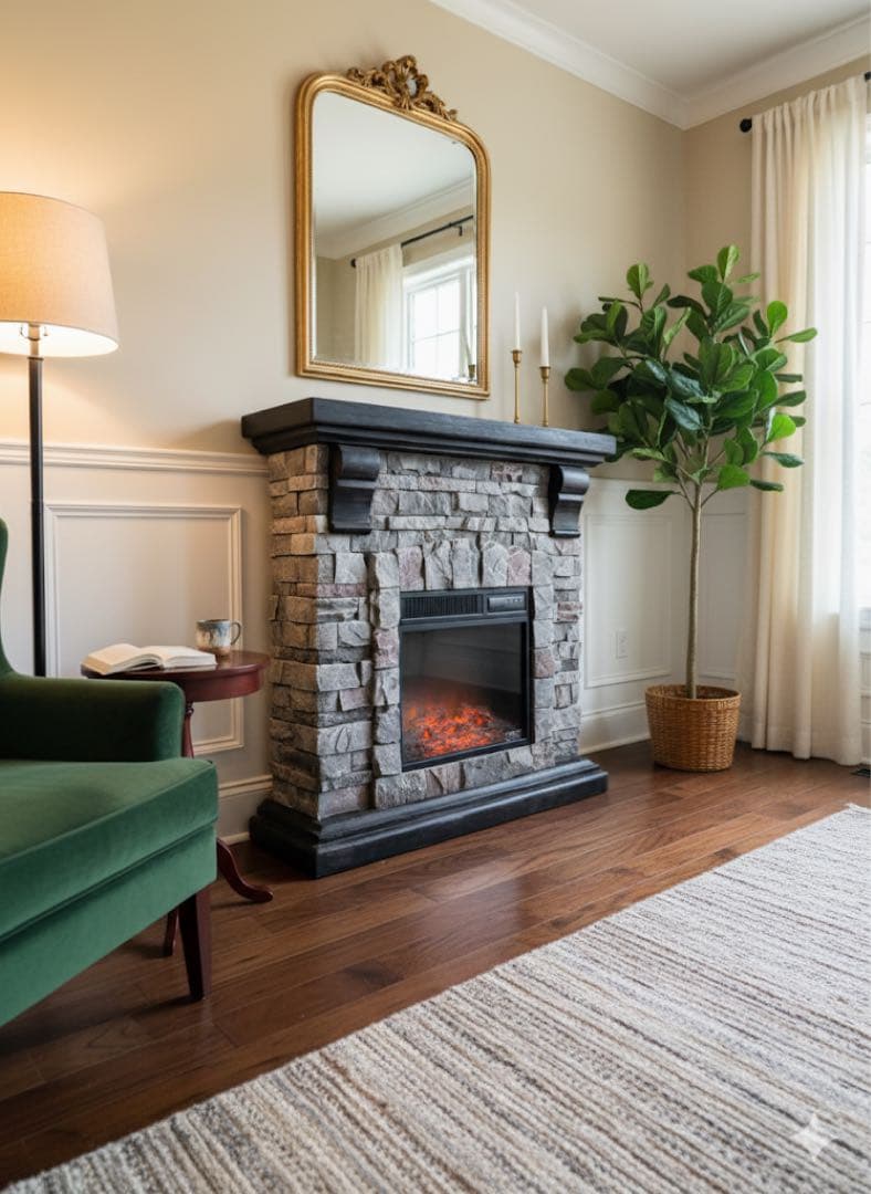 電気式暖炉 ロイドグランデ パイオニア 1000W 18インチ グレーストーン