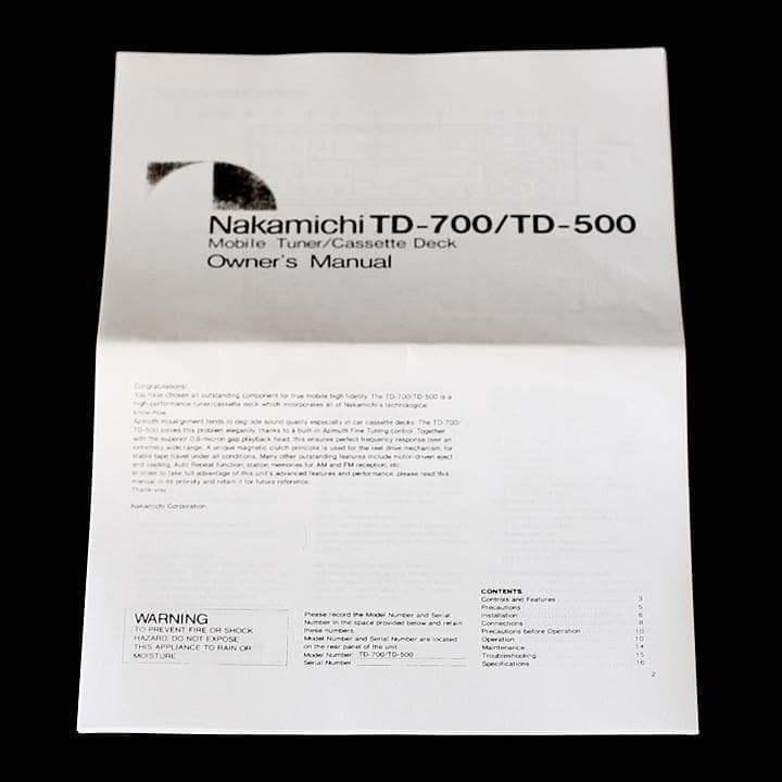 【当時物希少】Nakamichi TD-500モバイルチューナー/カセットデッキ