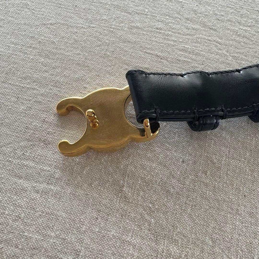 しっこ_CELINE セリーヌ スモール トリオンフ ベルト ブラック70