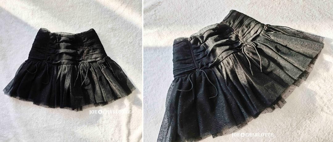 ダーリッチ darich ドットチュールリボンミニスカート ブラック BLK S