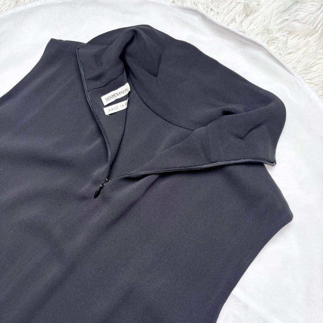 エルメス マルジェラ期 シルク100% ロングハイネックワンピース ノースリーブ