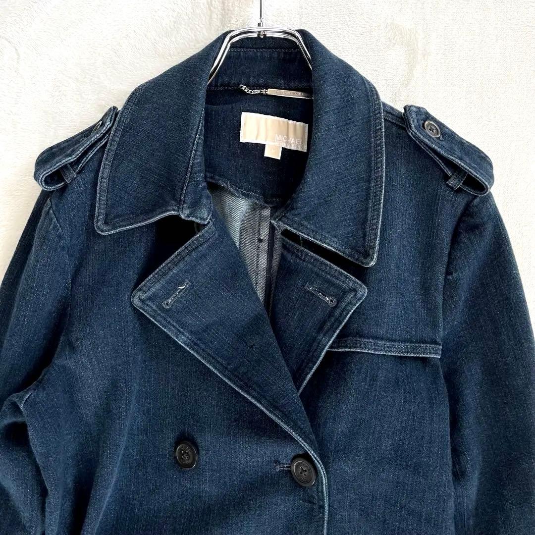 マイケルコース デニム トレンチコート M インディゴ ベルト付き 希少 ロング