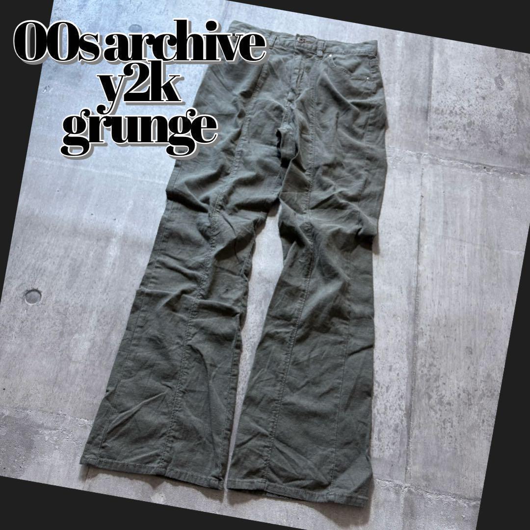 goa系 2000's linen flarepants archive y2k