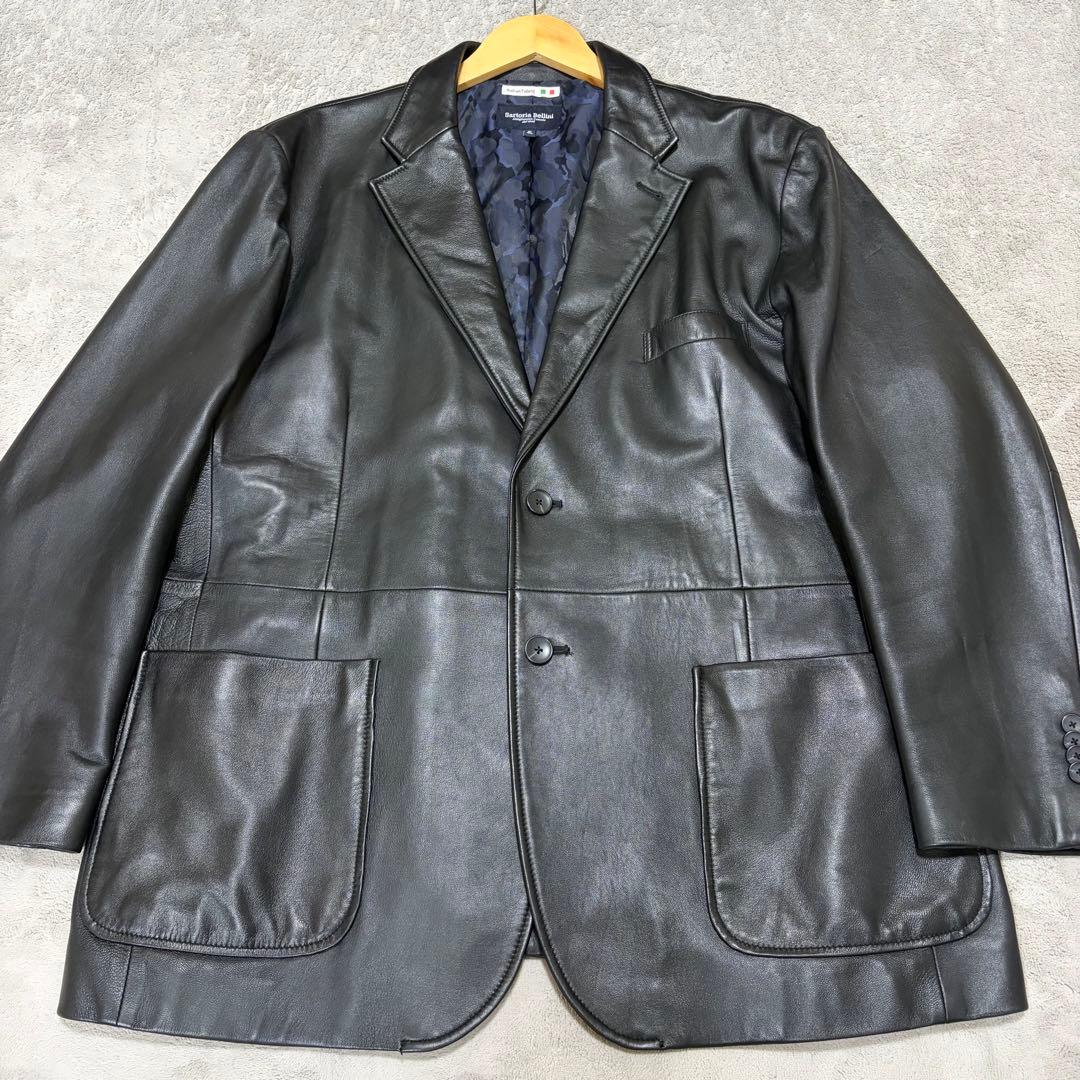 極美品 4L 特大 Sartoria Bellini レザーテーラードジャケット