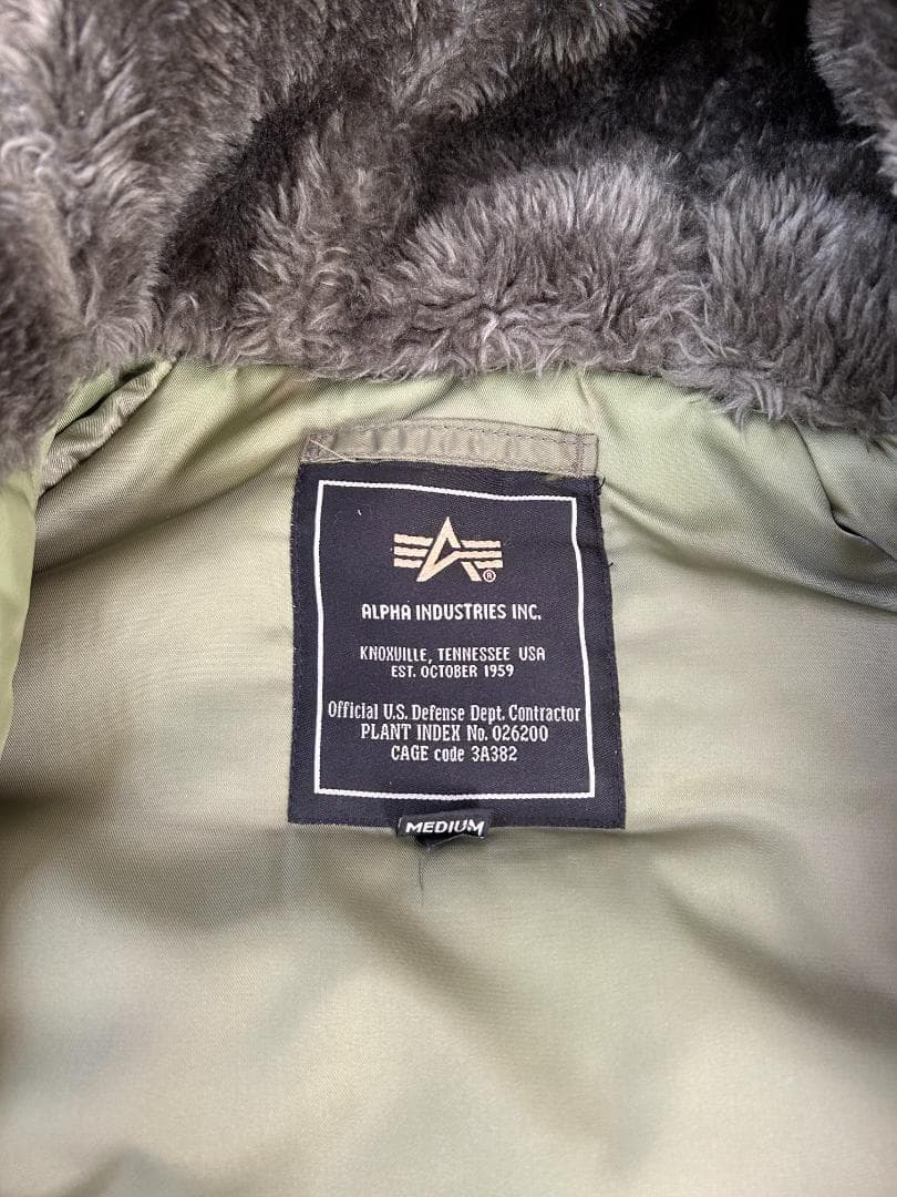 アルファインダストリー　N-3Bフライトジャケット オリーブグリーン　パーカー