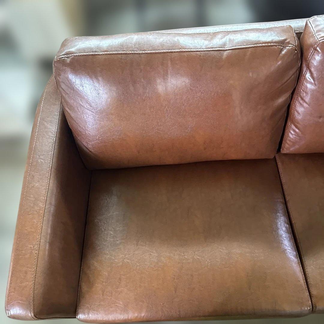 ブラウン レザー風 2人掛けソファ