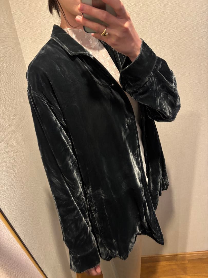 seya セヤ　ベルベット　ベロア　2way ジャケット　ブラウス　深緑