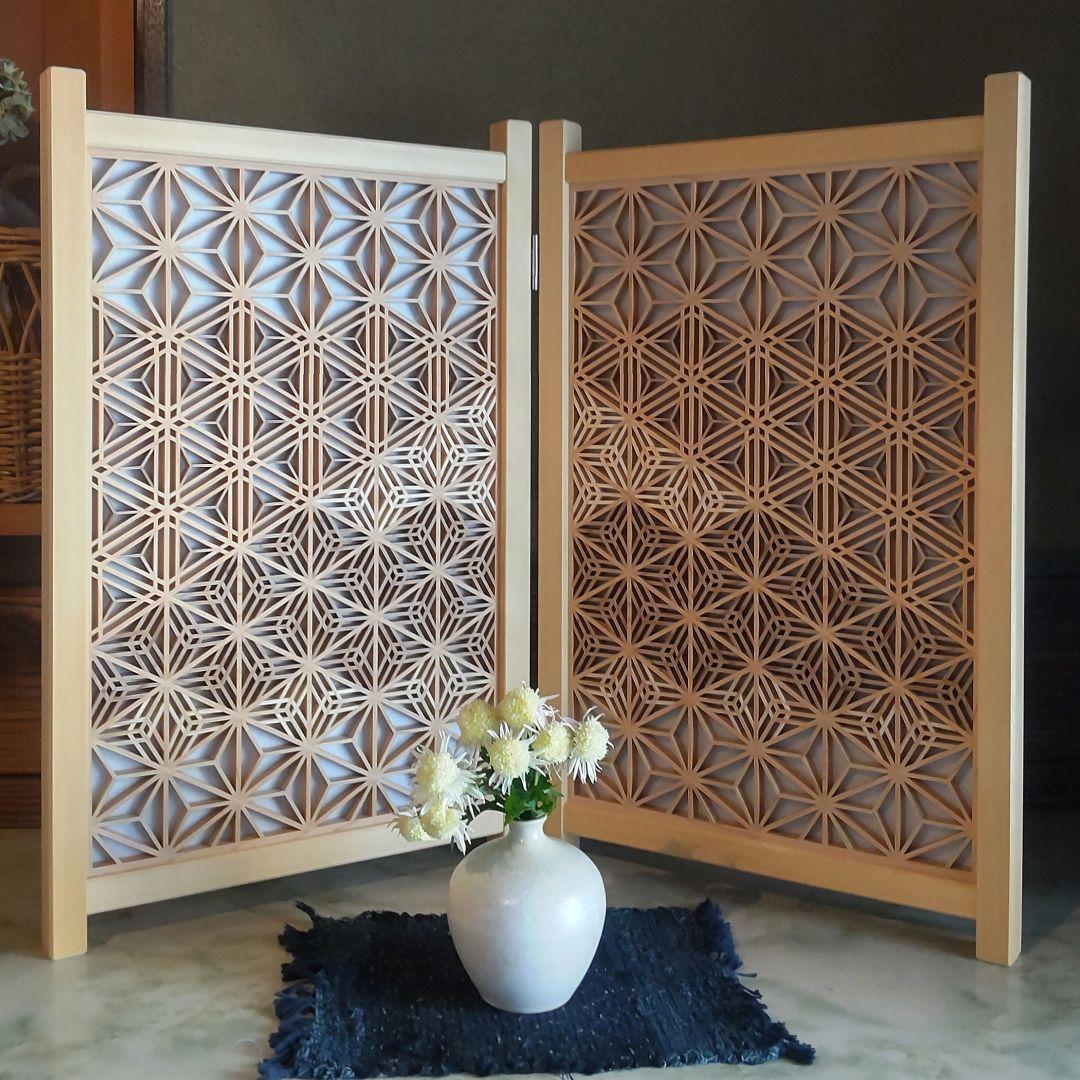 組子細工 組子 富士山 透かし模様 衝立 パーテーション 職人技