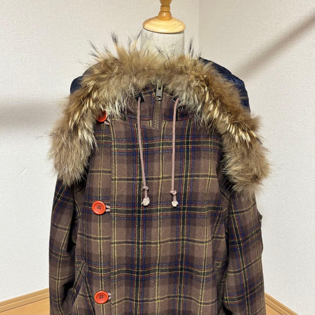 希少swagger スワッガー チェック柄 ファーコート y2k 00s 超レア