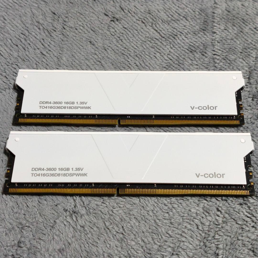 即発送 v-color デスクトップPC用 メモリ 白 DDR4 16GBx2枚