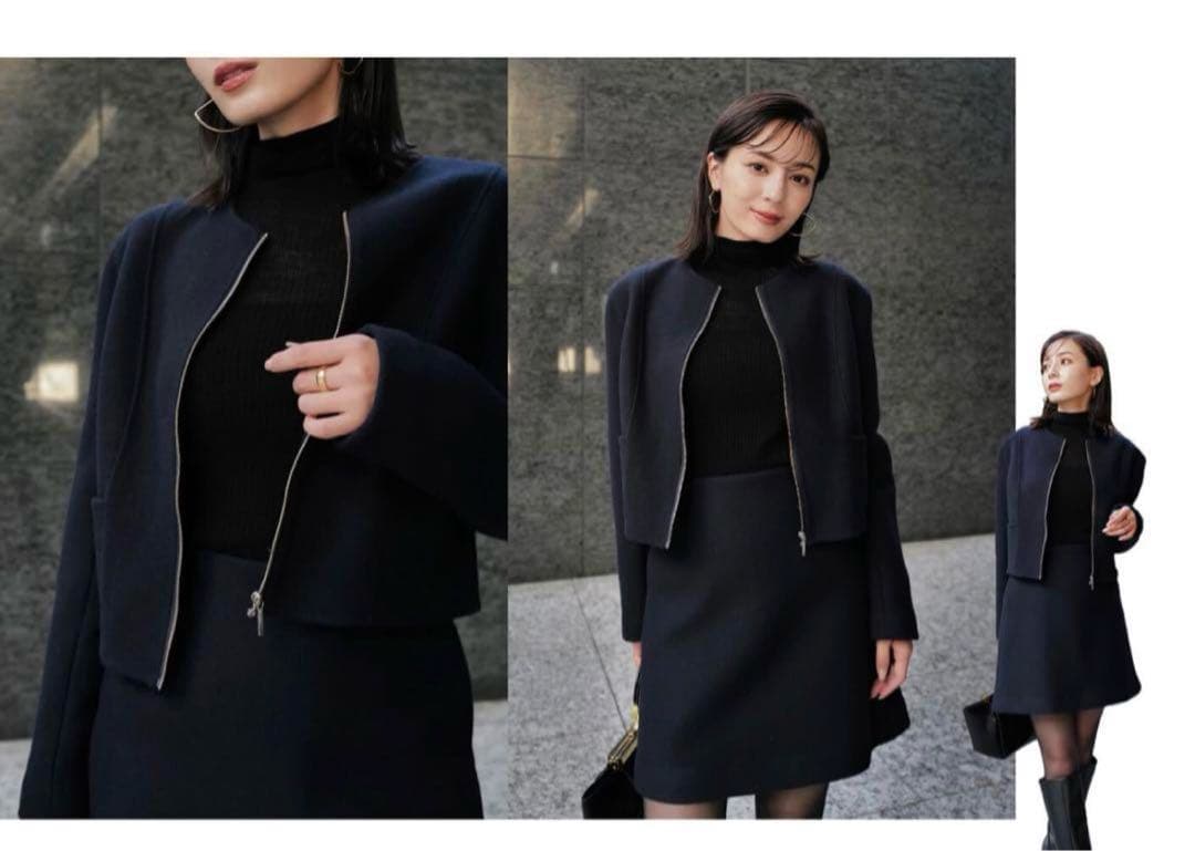 新品タグ付き 名古屋限定アニュアンス ウールダブルクロスミニスカート