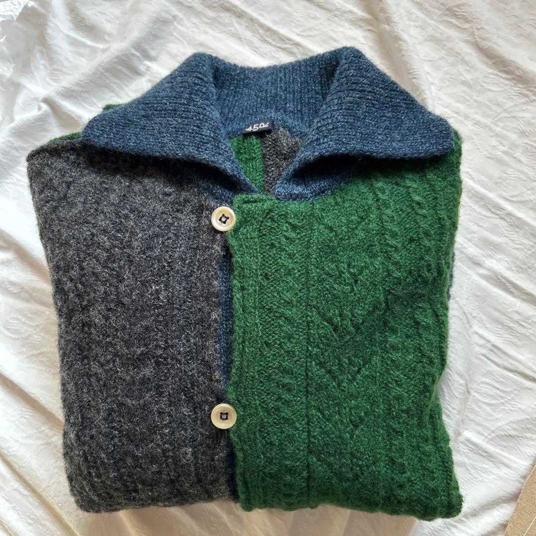 45R シェッドランド網柄パッチワークのチュニック