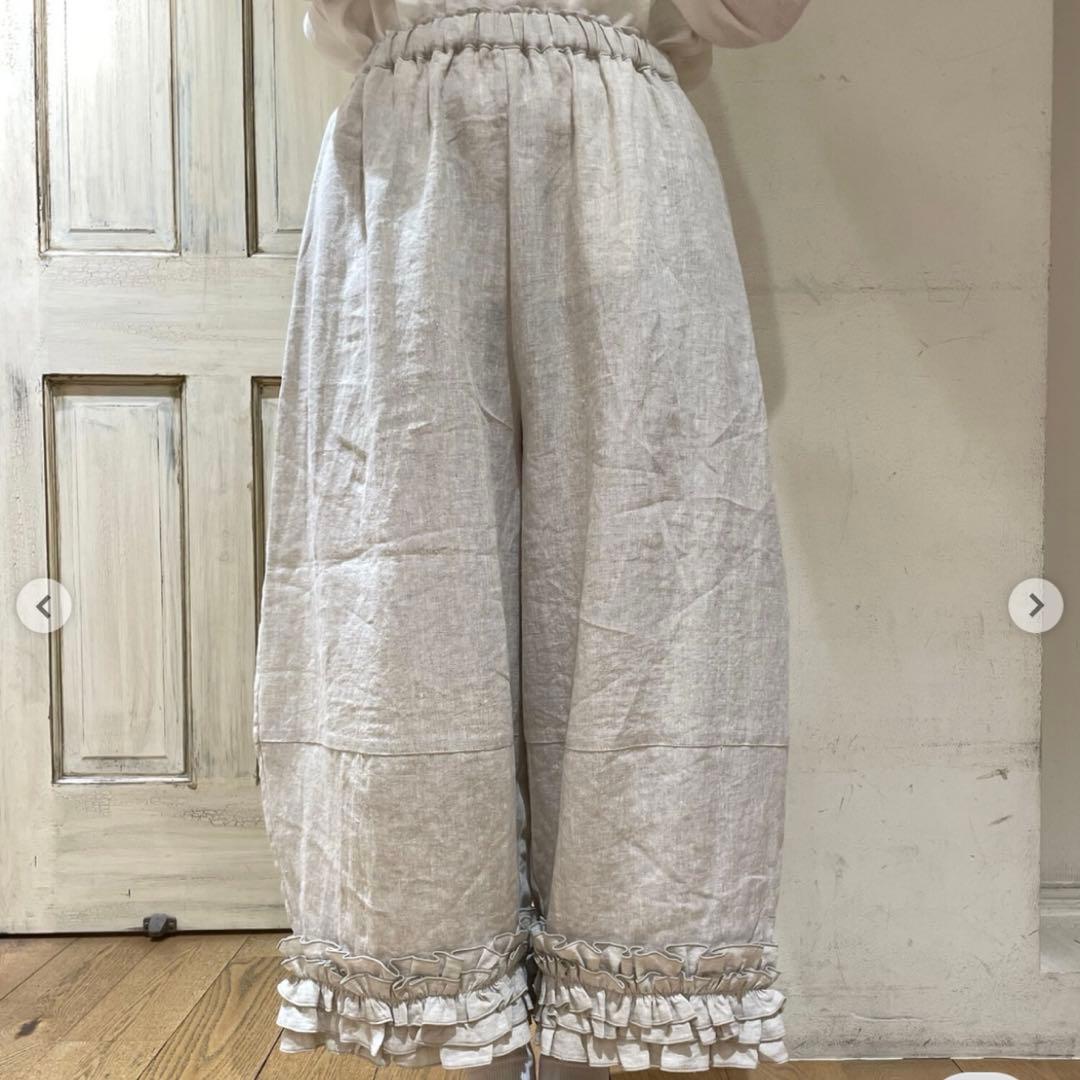 サマンサモスモス 立川限定 リネン裾フリルコクーンパンツ