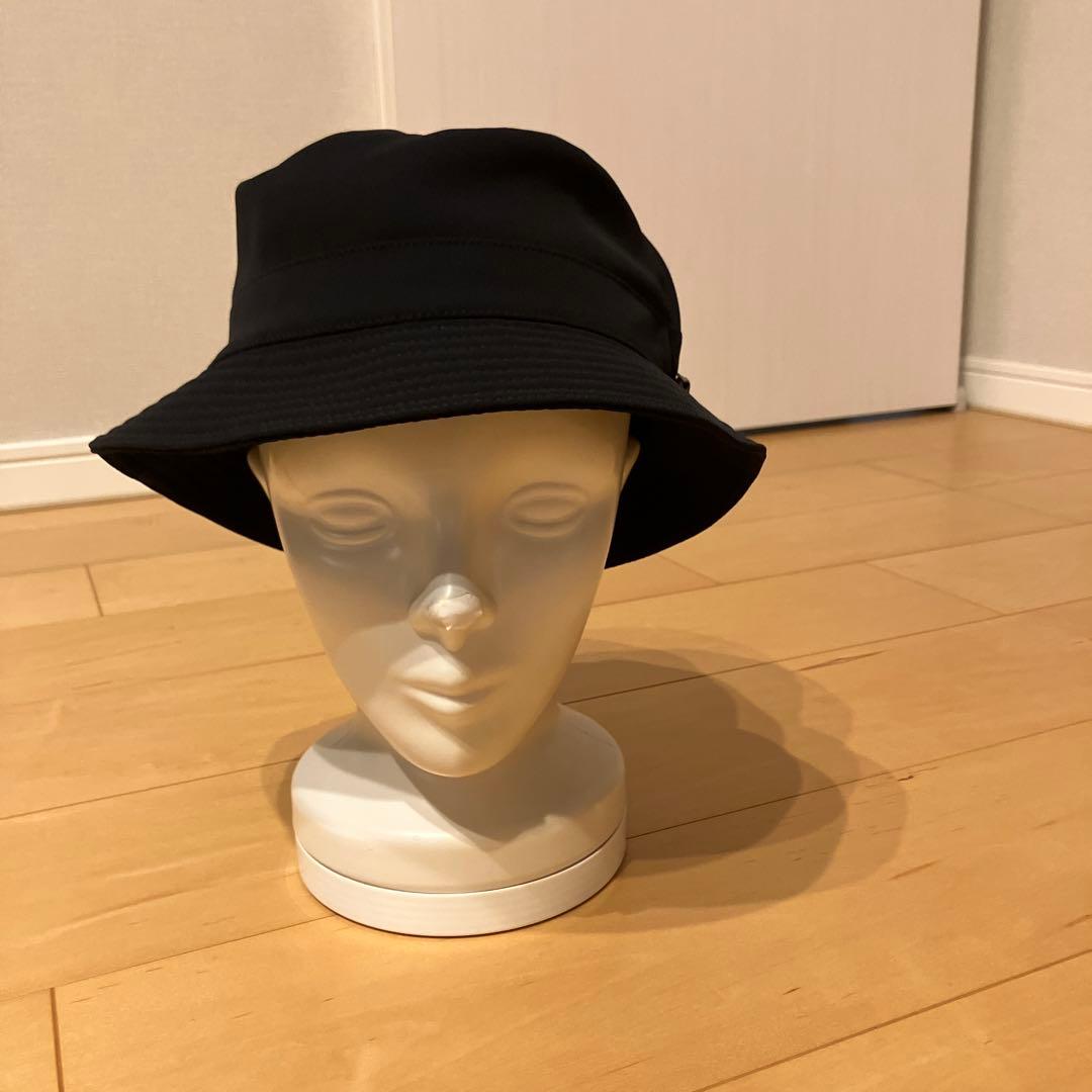 HERME エルメス ポリエステル バケットハット ブラック　レザージップ