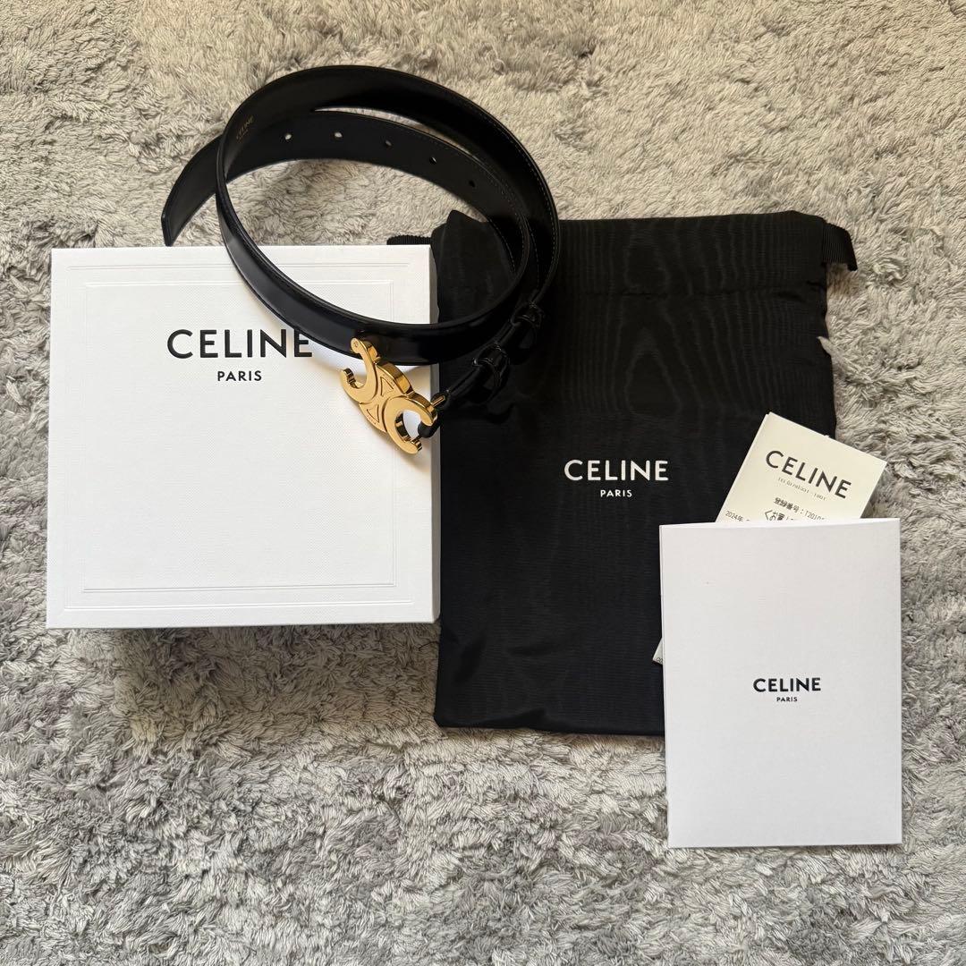 CELINE トリオンフベルト 70　スムースカーフスキン25mm