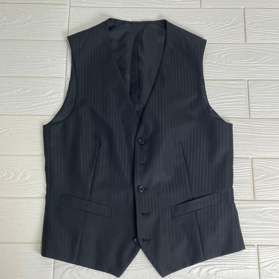 タケオキクチ　メンズ　スーツ　3ピース ブラック　シャドー　ストライプ