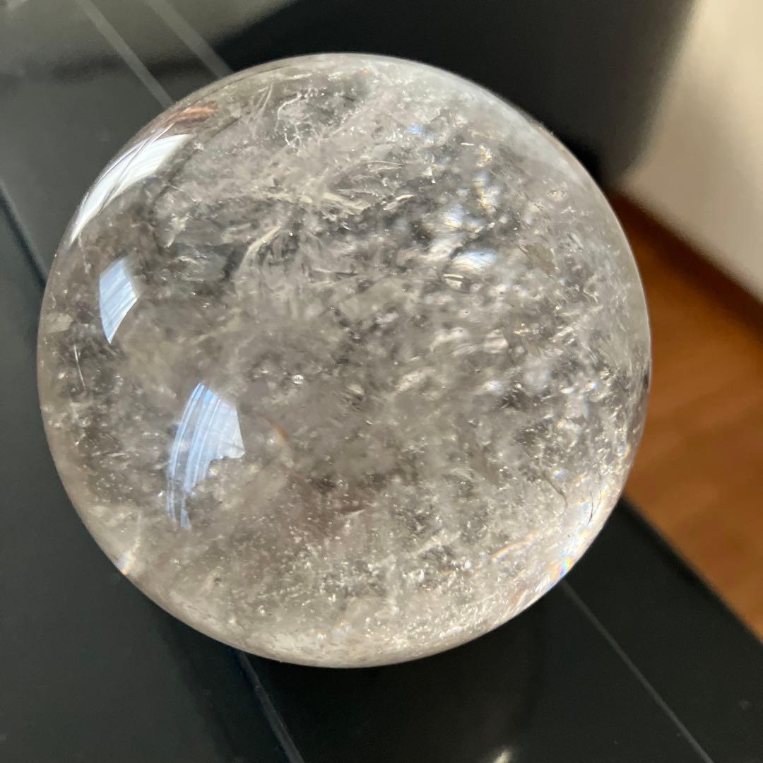 M Hさま専用美！トルマリンインクォーツ　スフィア　天然石置物　E61