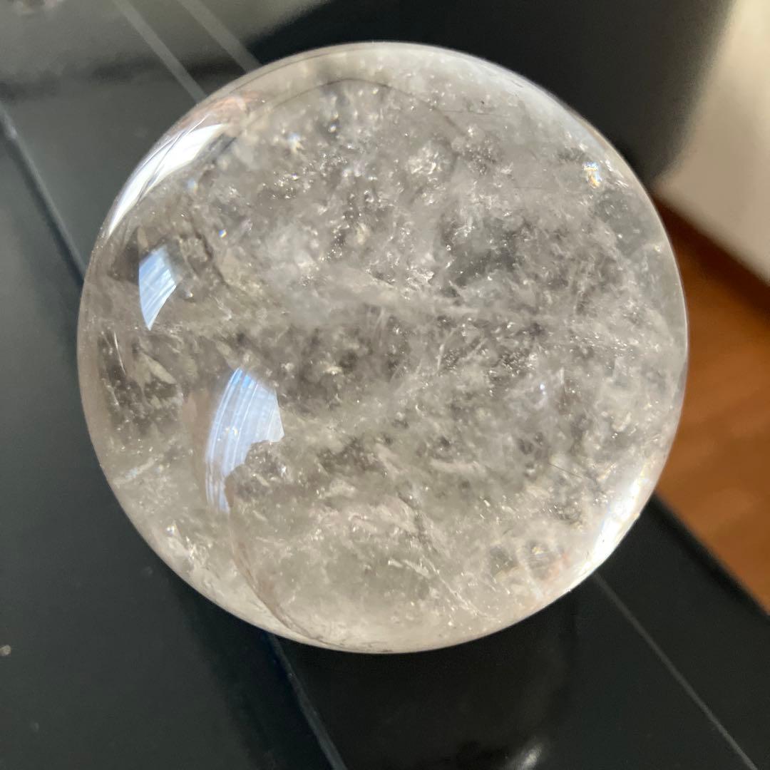 M Hさま専用美！トルマリンインクォーツ　スフィア　天然石置物　E61