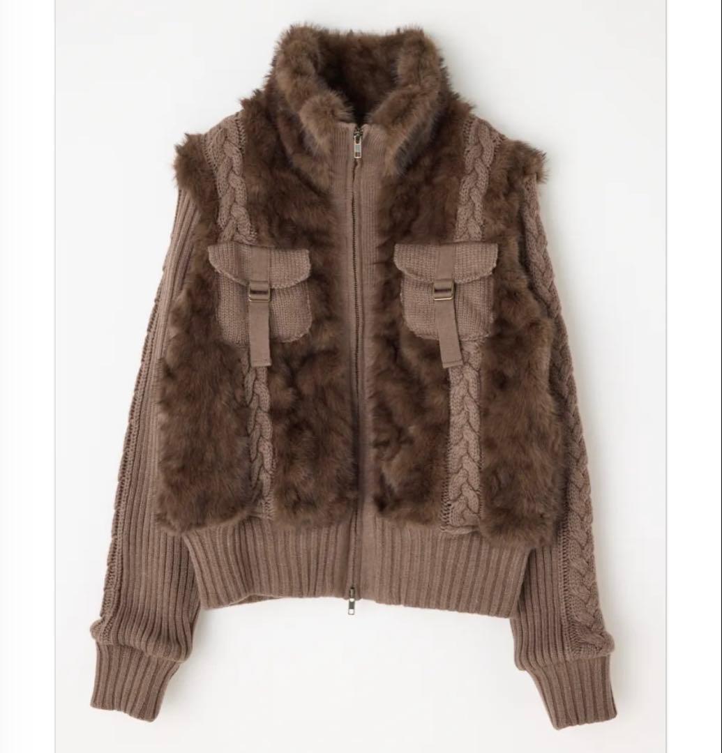 0*l様 LAGUA GEM CABLE KNIT FAUX FUR ブルゾン