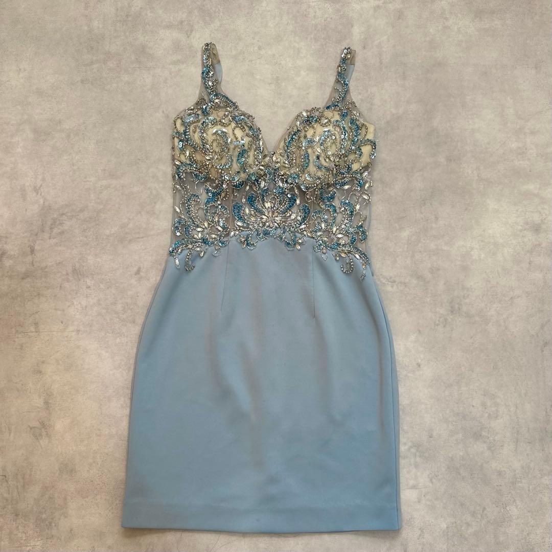 Sugar IRMA キャバドレス 水色 ビジュー タイトドレス