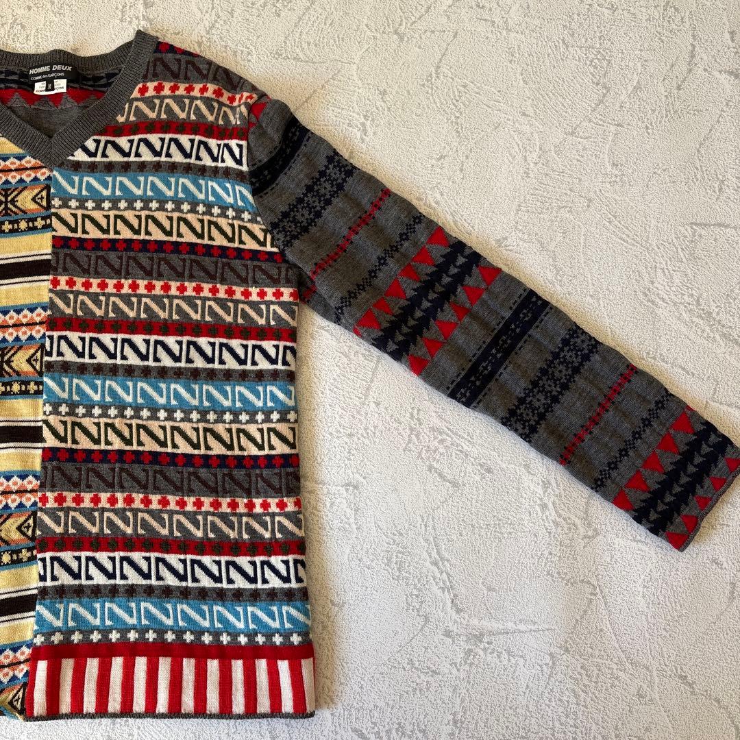 Mサイズ：コムデギャルソンオムドゥ AD2013 切替し セーター グレー