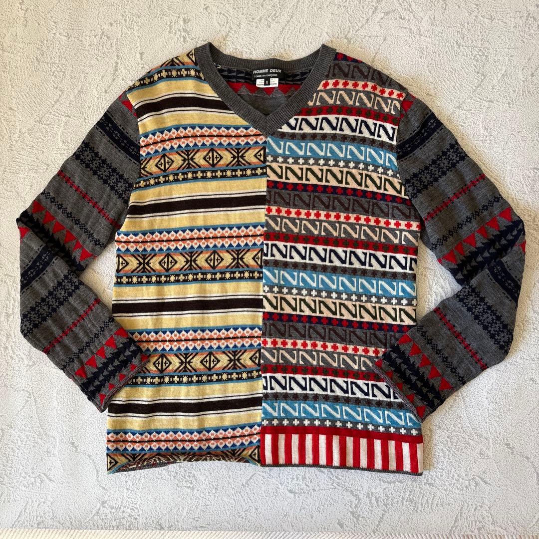 Mサイズ：コムデギャルソンオムドゥ AD2013 切替し セーター グレー