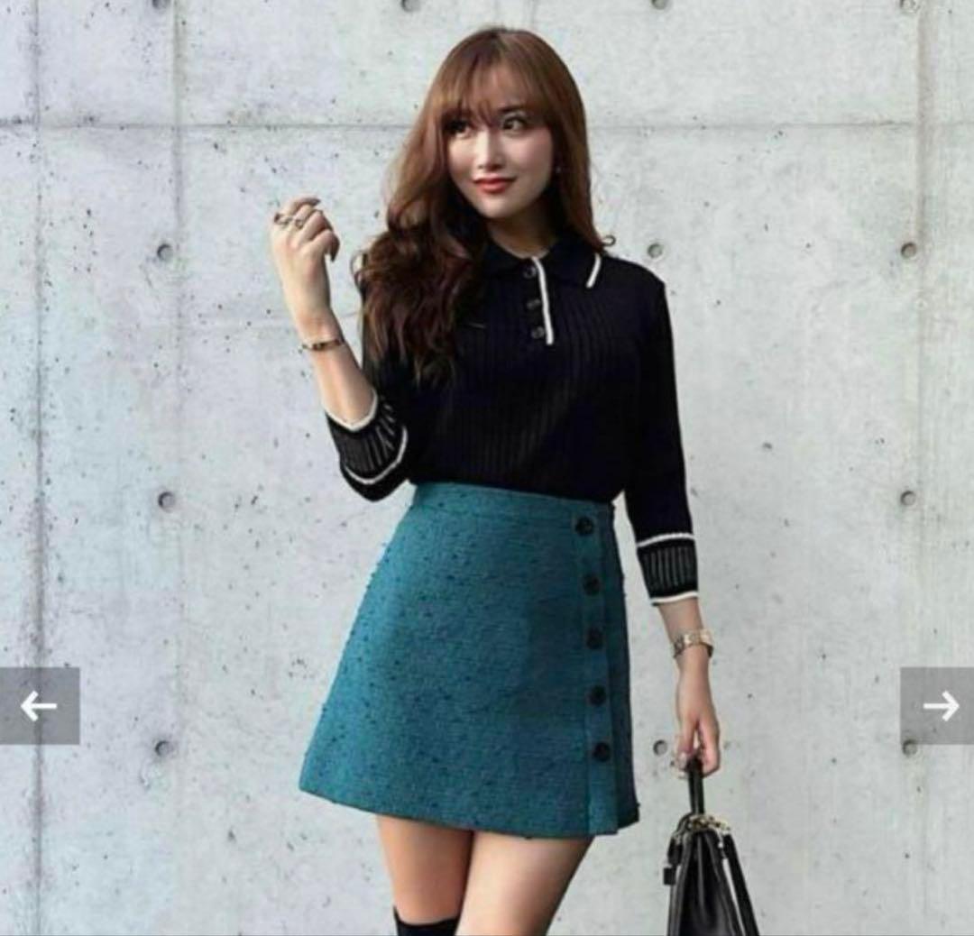 シェリエ　sheller ツイードボタン ミニスカート ツイード