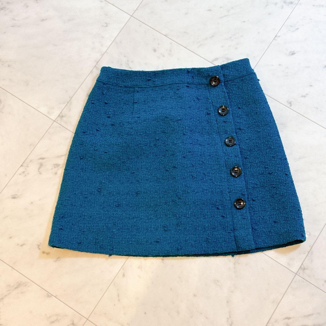 シェリエ　sheller ツイードボタン ミニスカート ツイード