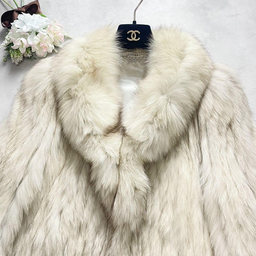 大きいサイズ✨サガフォックス ファーコート ホワイト系 シルバー 13号 XL