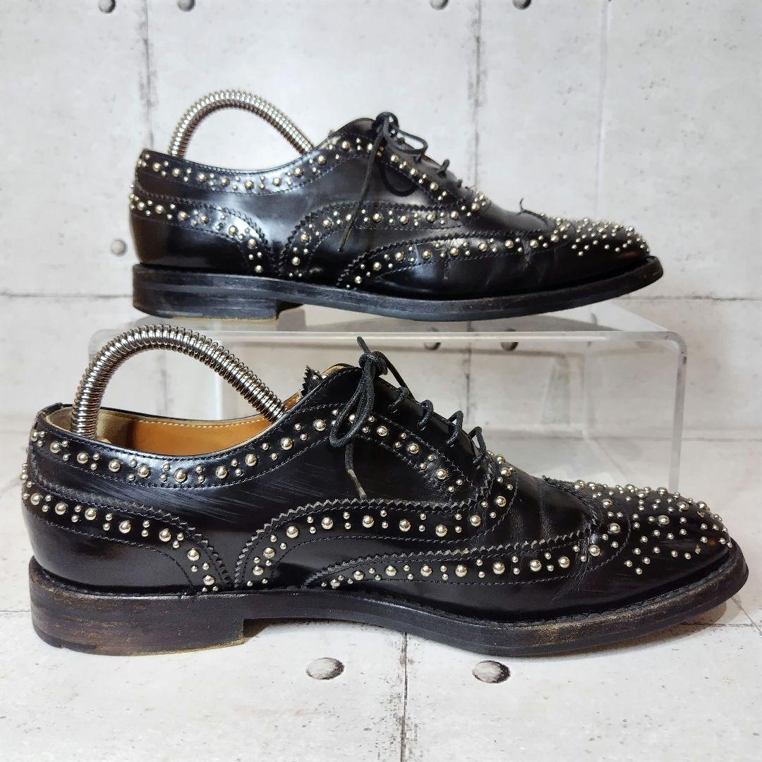 チャーチ BURWOOD スタッズ 37 黒 ウィングチップ バーウッド