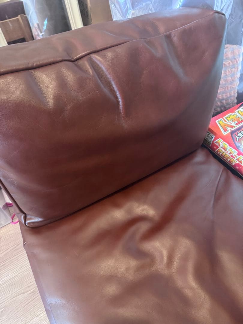 モモナチュラル CLOUD LOW SOFA 1人掛け ブラウンレザー ソファ