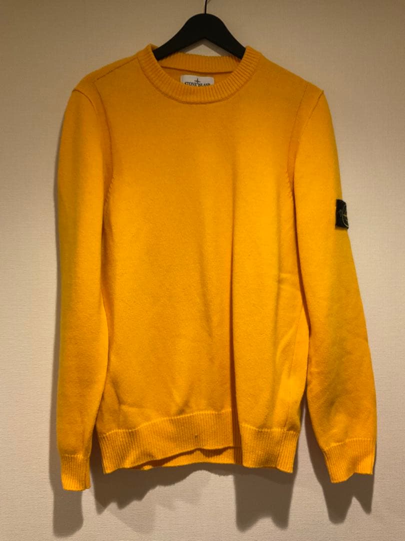 STONE  イエロークルーネックセーター　ストーンアイランド　L