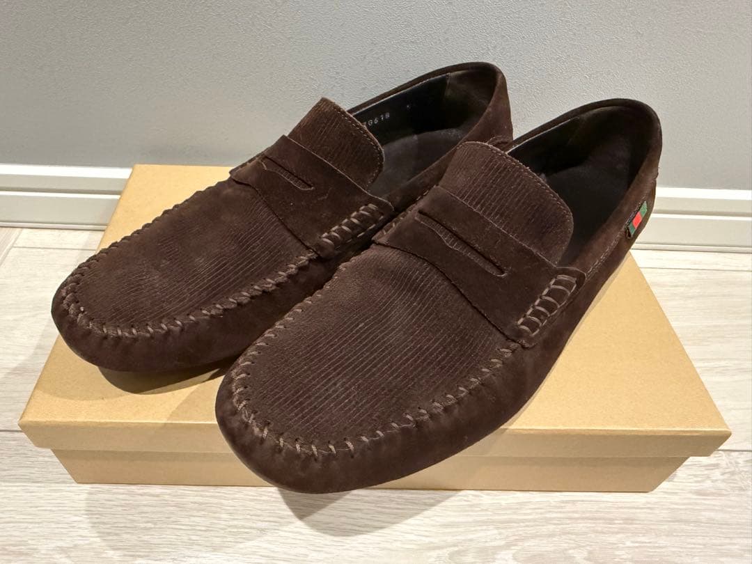 GUCCI ブラウン スエード モカシン ドライビングシューズ