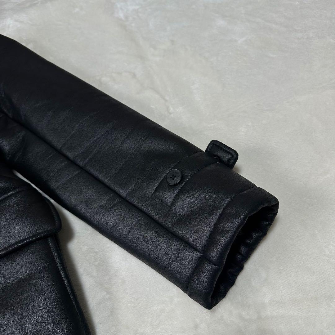 バーバリー ブラックレーベル ダッフルコート エコレザー ファー フーディ 黒