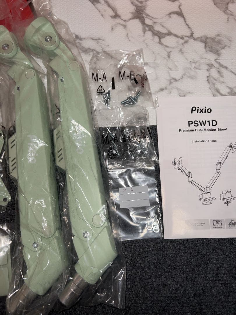 Pixio PSW1D デュアルモニターアーム　ミントグリーン