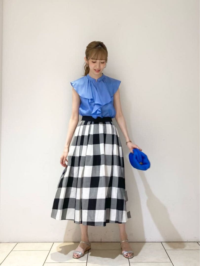 【Moe様♡】ルルウィルビー ギンガムペプラムブラウス ランダムタックスカート