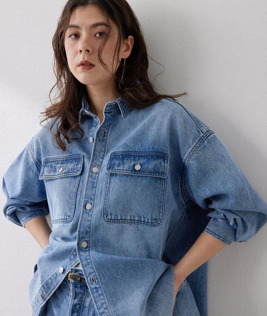 完売品　ウィムガゼット　ドロップデニムシャツ　インディゴブルー