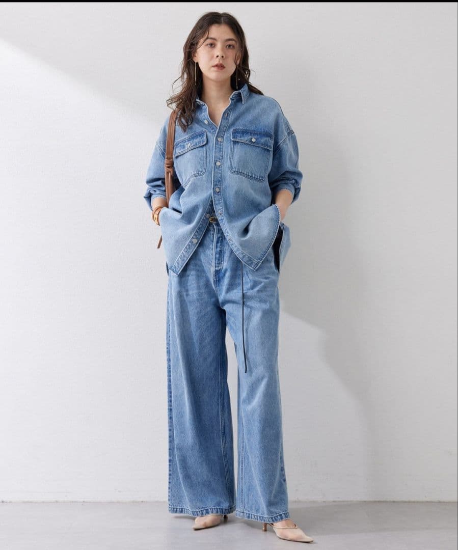 完売品　ウィムガゼット　ドロップデニムシャツ　インディゴブルー