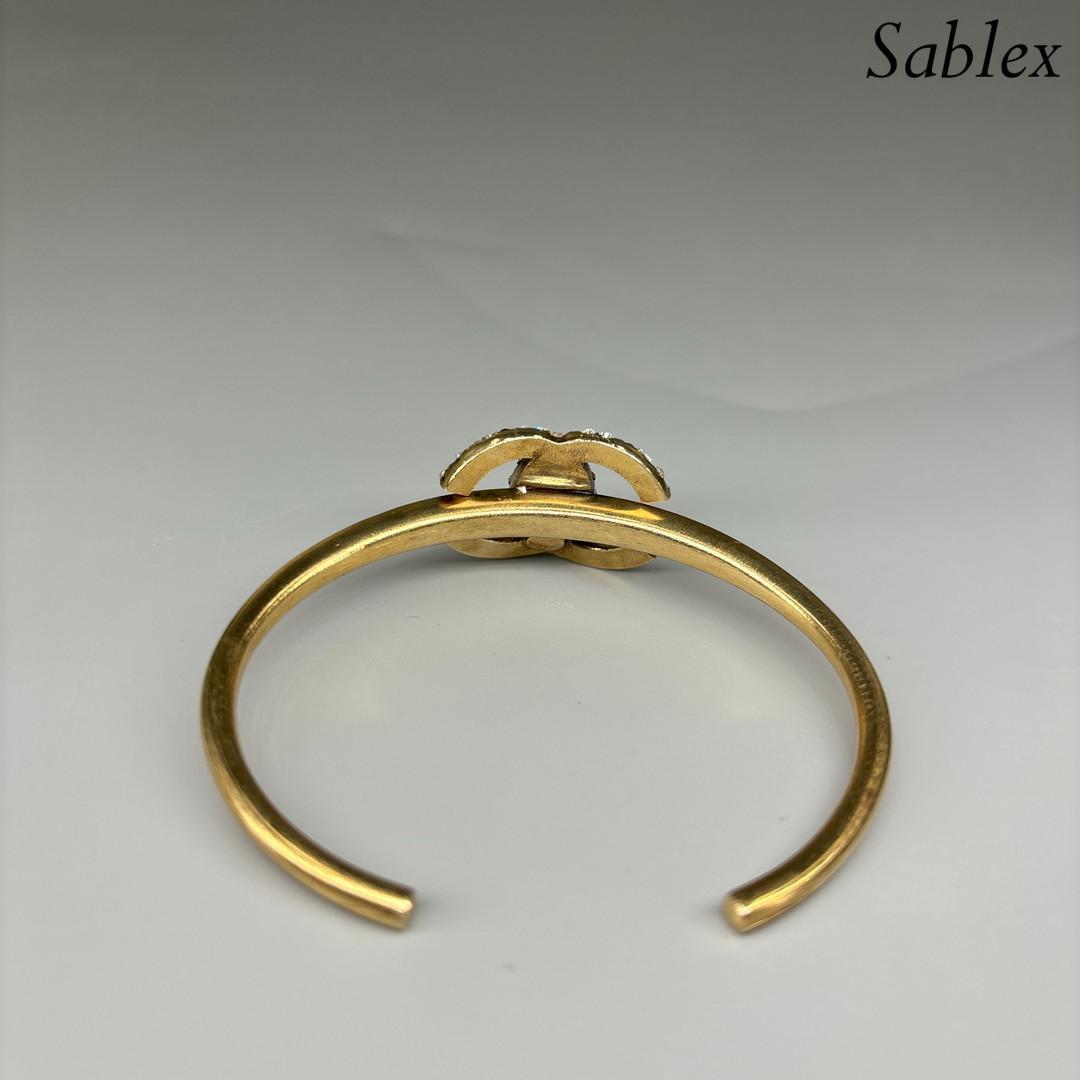 【極美品】CHANEL シャネル ラインストーン 07 ココマーク バングル