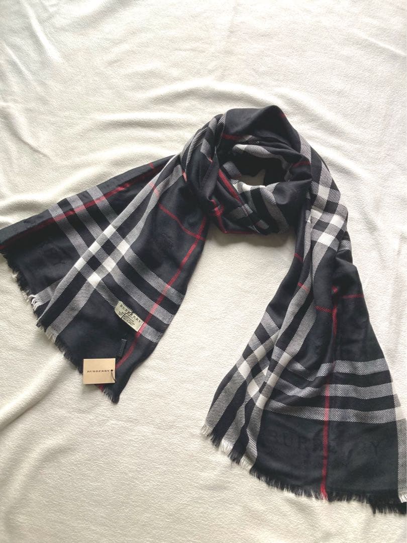 chhhneタグ付　バーバリー　カシミヤ100 ノバチェック　大判ストール