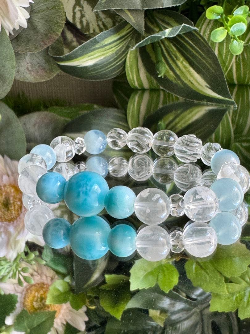 宝石品質　ラリマーデザインブレスレット